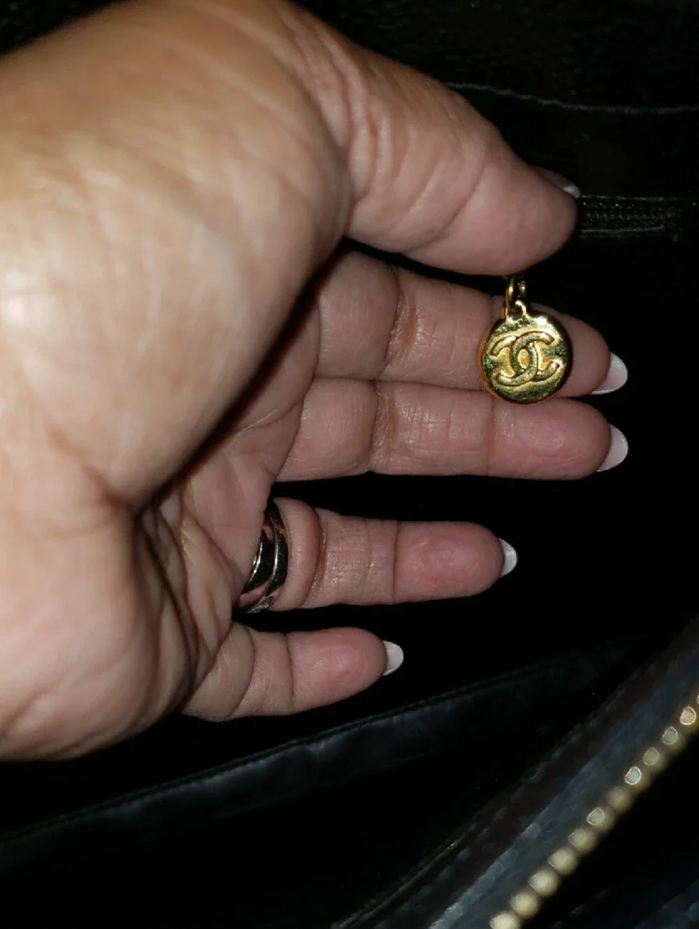 CHANEL Black Leather Shoulder Bag with Gold CC Hardware